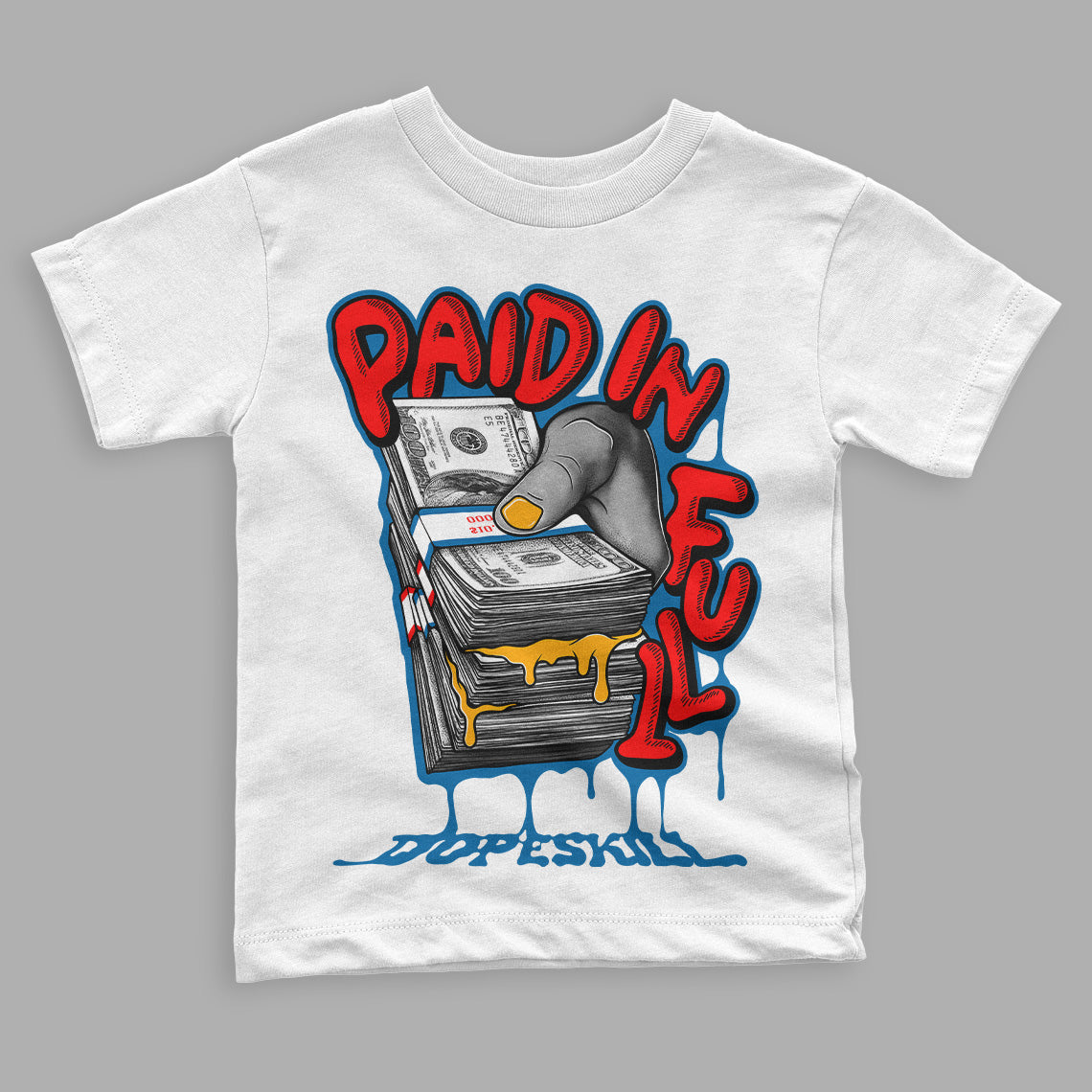 Jordan 4 Retro GS 'Messy Room' DopeSkill Toddler Kids T-shirt Paid In Full Graphic Streetwear - White 