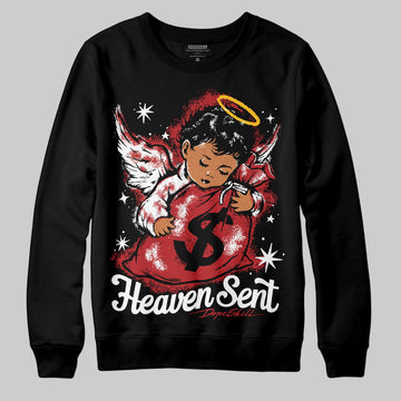 Jordan 12 Retro Flu Game (2025) DopeSkill Sweatshirt Heaven Sent Graphic Streetwear - Black