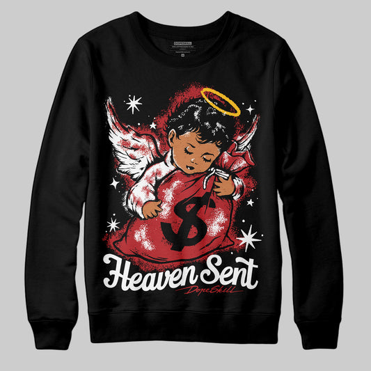 Jordan 12 Retro Flu Game (2025) DopeSkill Sweatshirt Heaven Sent Graphic Streetwear - Black