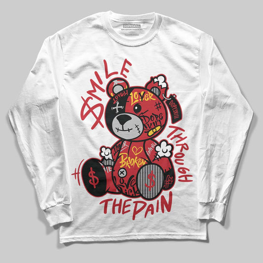 Jordan 14 Retro Ferrari (2025) DopeSkill Long Sleeve T-Shirt Smile Through The Pain Graphic Streetwear - White