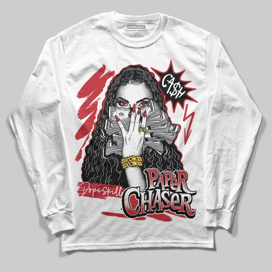 Jordan 5 Retro Fire Red Black Tongue (2025) DopeSkill Long Sleeve T-Shirt NPC Graphic Streetwear - White