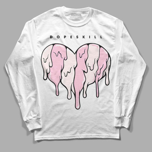 Dunk Low LX Pink Foam DopeSkill Long Sleeve T-Shirt Slime Drip Heart Graphic Streetwear - White