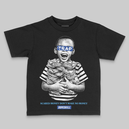 Royal Blue Sneakers DopeSkill Toddler Kids T-shirt Scared Money Don't Make No Money Graphic Streetwear - Black