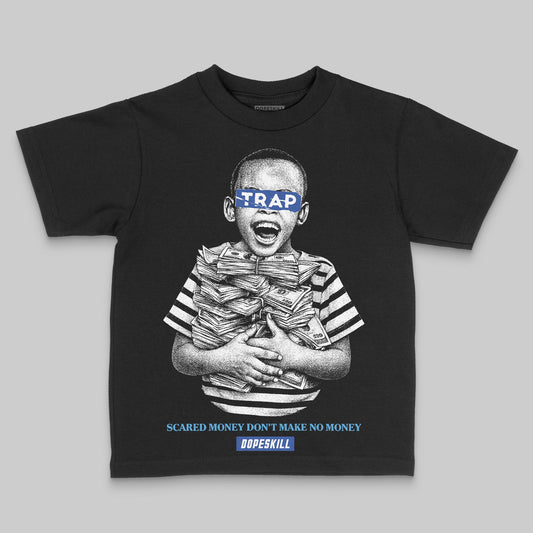 Royal Blue Sneakers DopeSkill Toddler Kids T-shirt Scared Money Don't Make No Money Graphic Streetwear - Black