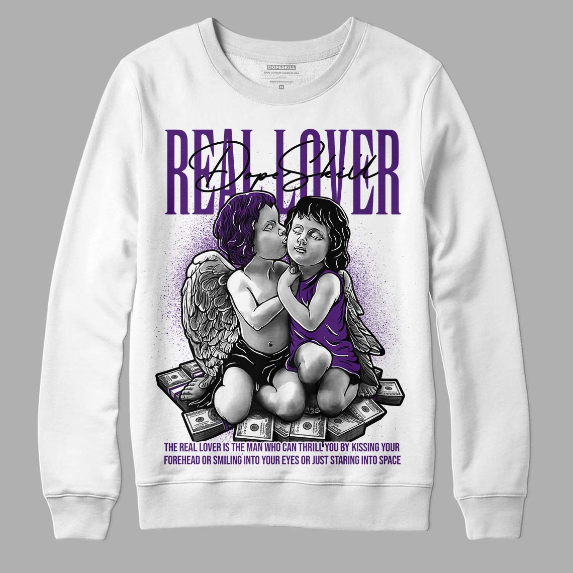 Jordan 12 “Field Purple” DopeSkill Sweatshirt Real Lover Graphic Streetwear - White