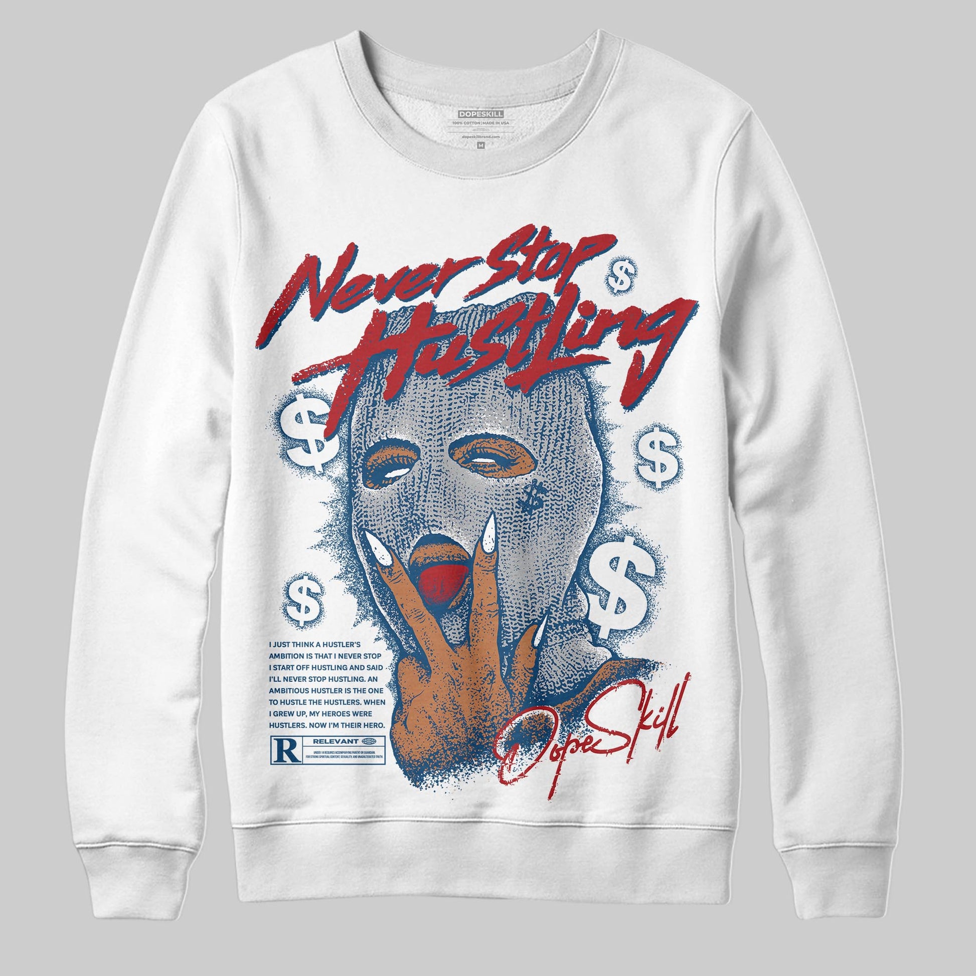 Jordan 12 Retro French Blue (2025) DopeSkill Sweatshirt Never Stop Hustling Graphic Streetwear