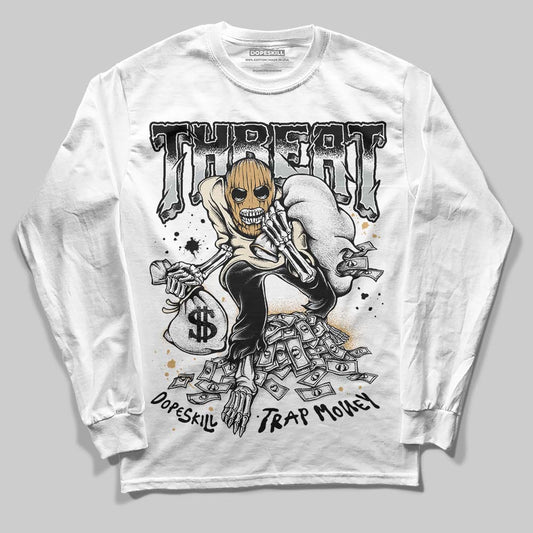 Jordan 5 Retro Reverse Metallic DopeSkill Long Sleeve T-Shirt Threat Graphic Streetwear - White