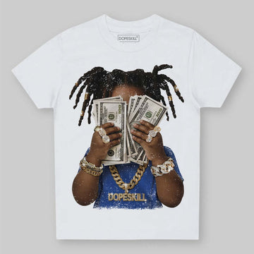 Royal Blue Sneakers DopeSkill Toddler Kids T-shirt Rich Youth Graphic Streetwear  - White