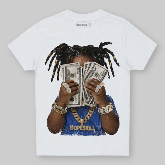 Royal Blue Sneakers DopeSkill Toddler Kids T-shirt Rich Youth Graphic Streetwear  - White