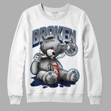 Jordan 3 "Midnight Navy" DopeSkill Sweatshirt Sick Bear Graphic Streetwear - White 