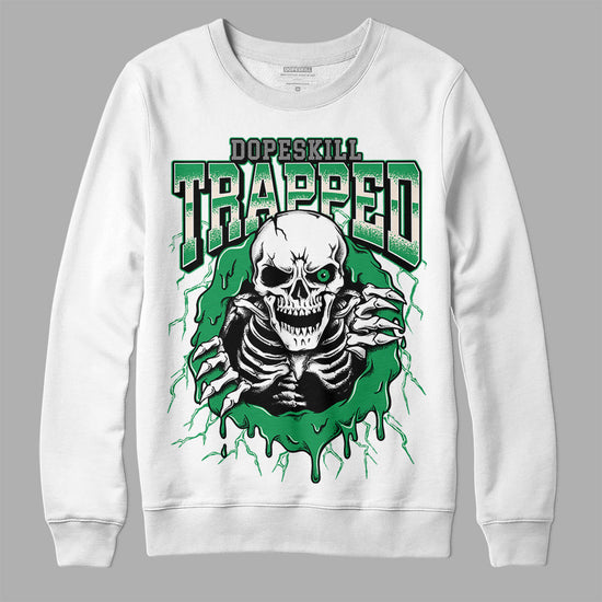 Jordan 2 Retro Lucky Green DopeSkill Sweatshirt Trapped Halloween Graphic Streetwear - White 