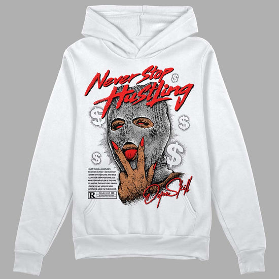 Grey Sneakers DopeSkill Hoodie Sweatshirt Never Stop Hustling Graphic Streetwear - White 