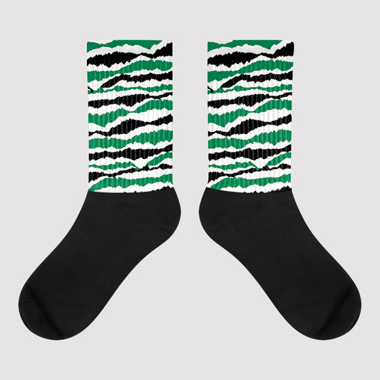 Jordan 5 “Lucky Green” DopeSkill Sublimated Socks Abstract Tiger Graphic Streetwear