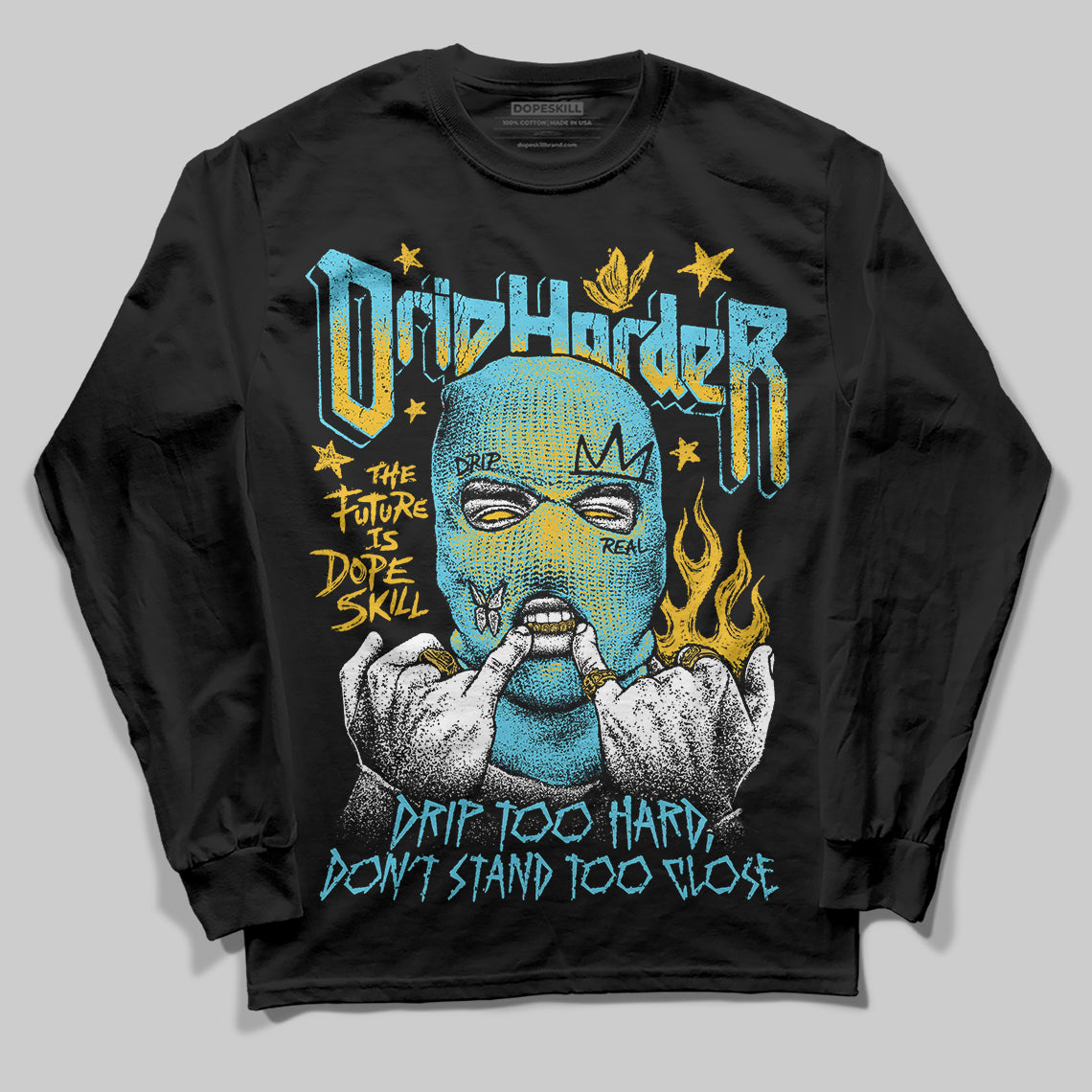 Jordan 11 Retro Gamma Blue (2025) DopeSkill Long Sleeve T-Shirt Drip Harder Graphic Streetwear - Black