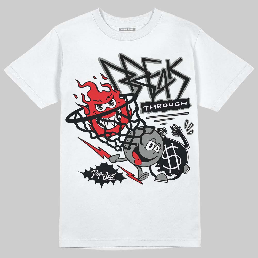 Rick Owens Leather Low Sneaker Black And Milk DopeSkill T-Shirt Break Through Graphic Streetwear - White