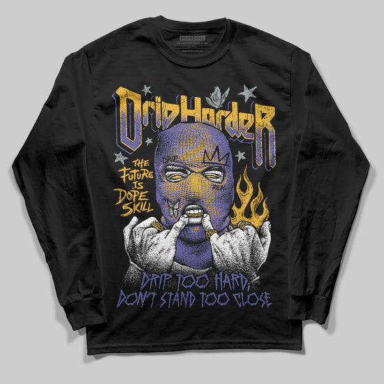 Jordan 4 Retro Lakers DopeSkill Long Sleeve T-Shirt Drip Harder Graphic Streetwear - Black
