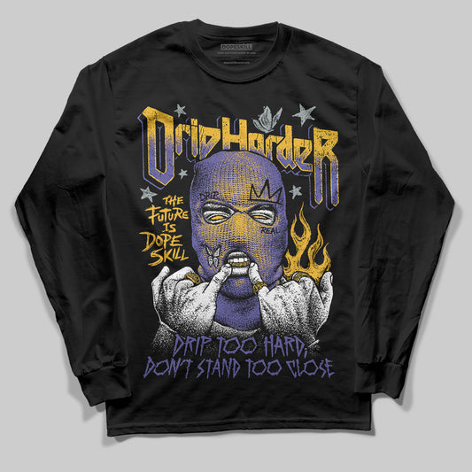 Jordan 4 Retro Lakers DopeSkill Long Sleeve T-Shirt Drip Harder Graphic Streetwear - Black