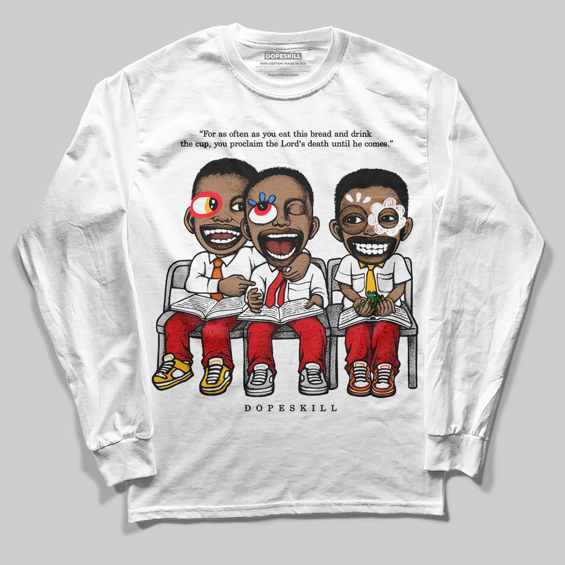 Jordan 4 Retro Red Cement DopeSkill Long Sleeve T-Shirt First Sunday Graphic Streetwear - White