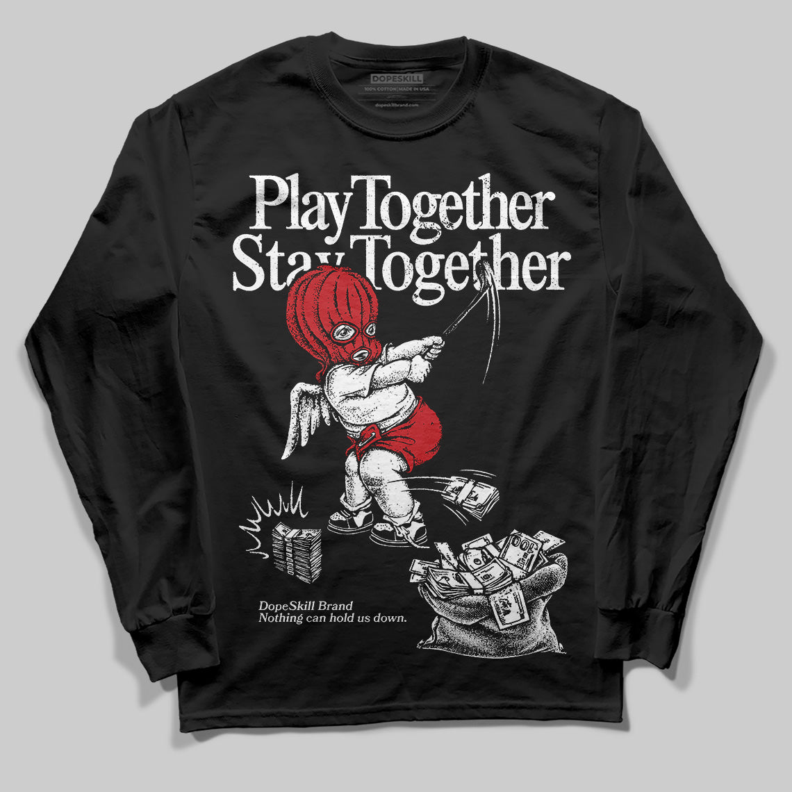 Jordan 11 “Bred Velvet” DopeSkill Long Sleeve T-Shirt Play together, Stay together Graphic Streetwear - Black