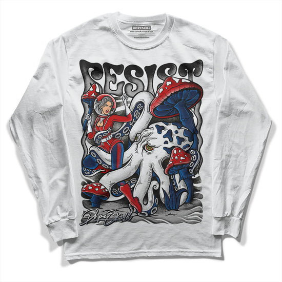 Jordan 4 Midnight Navy DopeSkill Long Sleeve T-Shirt Resist Graphic Streetwear - White