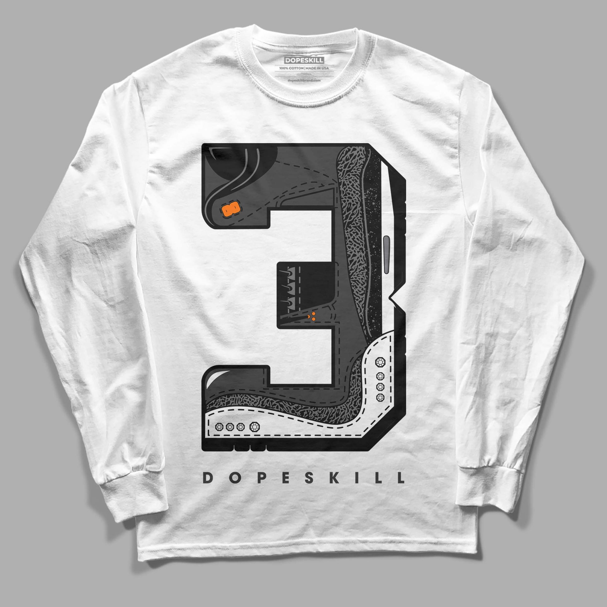 Jordan 3 Retro 'Fear Pack' DopeSkill Long Sleeve T-Shirt No.3 Graphic Streetwear - White