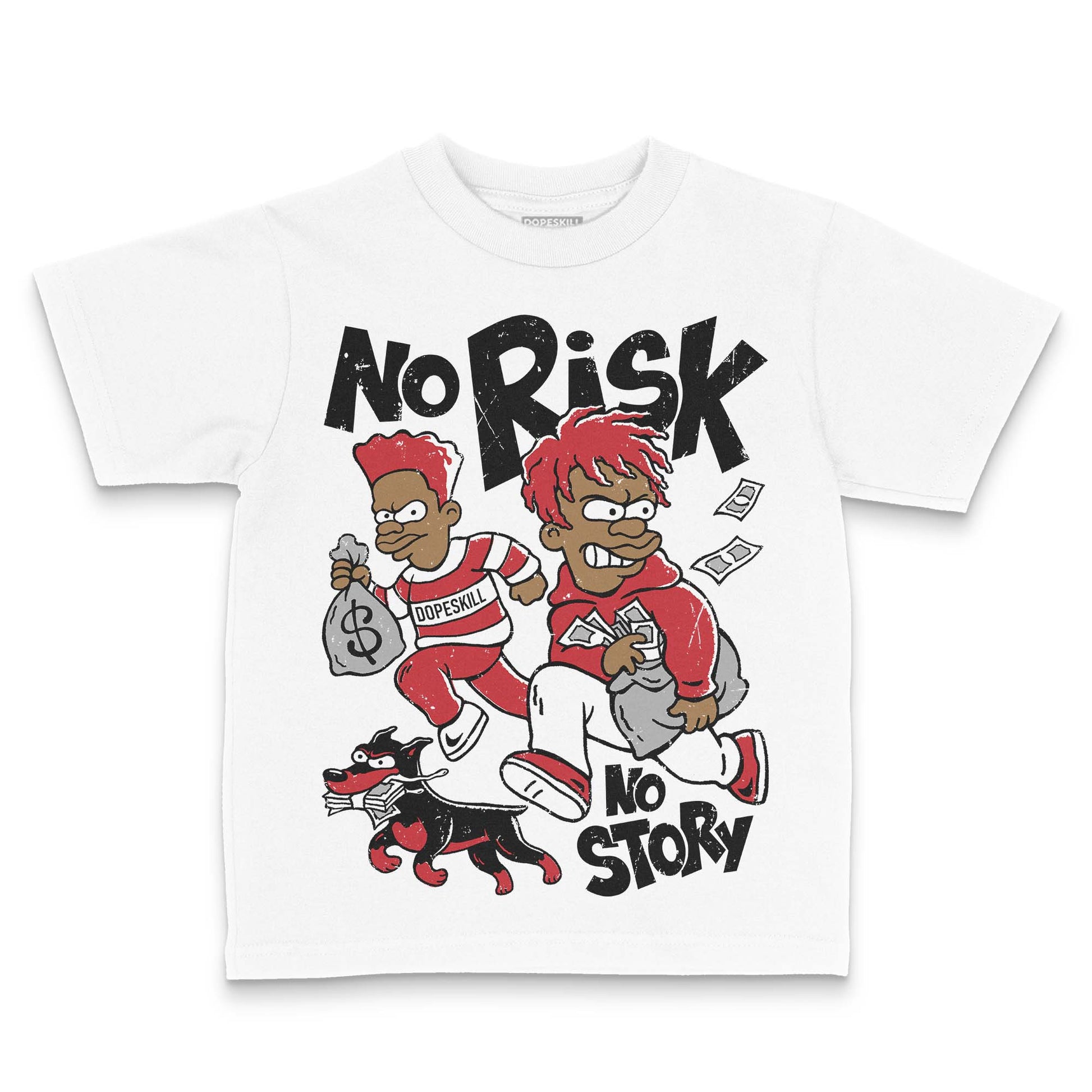 Jordan 1 Low OG "Chicago" DopeSkill Toddler Kids T-shirt No Risk No Story Graphic Streetwear - White