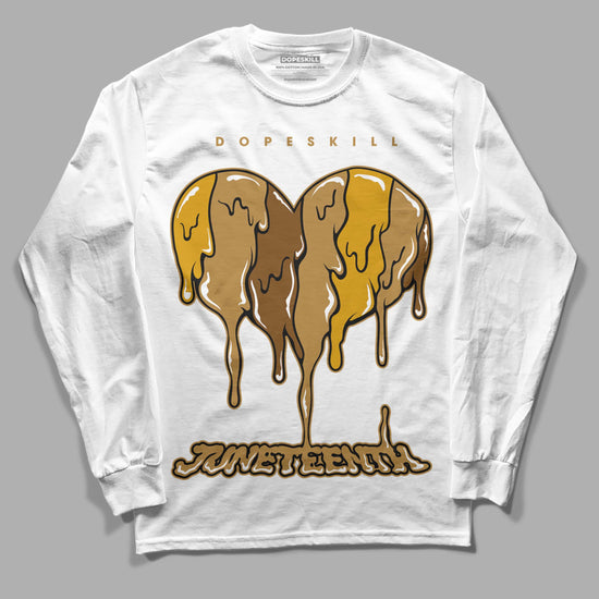 Jordan 13 Wheat 2023 DopeSkill Long Sleeve T-Shirt Juneteenth Heart Graphic Streetwear - White