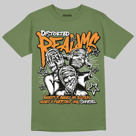 Olive Sneakers DopeSkill T-Shirt Distorted Realms Graphic Streetwear - Military Green
