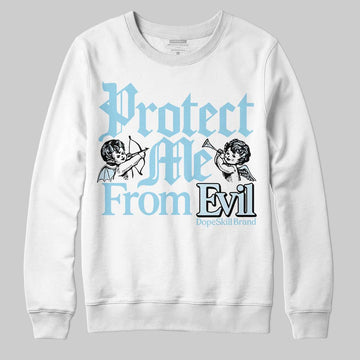 Vans Knu Stack Vintage Satin Dream Blue DopeSkill Sweatshirt Protect Me From Evil Graphic Streetwear - White