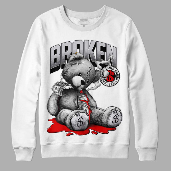 Jordan 2 Retro "Black Cement" DopeSkill Sweatshirt Sick Bear Graphic Streetwear - White 