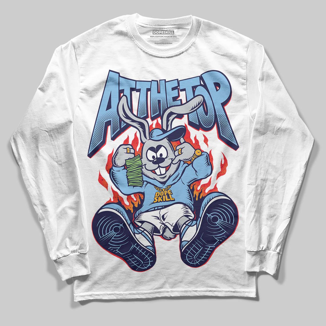University Blue Sneakers DopeSkill Long Sleeve T-Shirt At The Top Graphic Streetwear - White