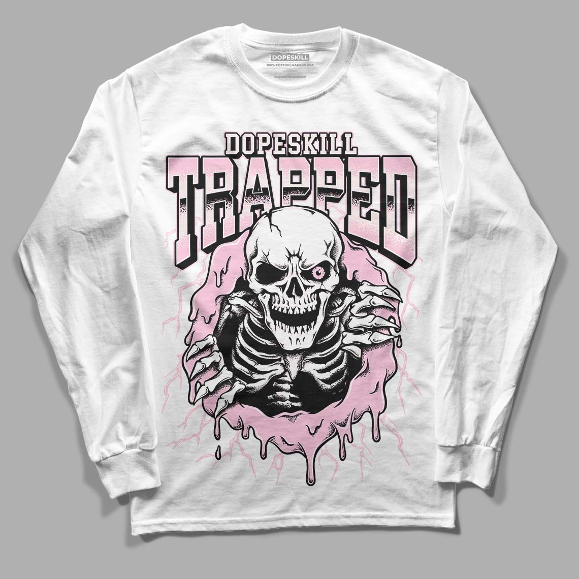 Dunk Low LX Pink Foam DopeSkill Long Sleeve T-Shirt Trapped Halloween Graphic Streetwear - White