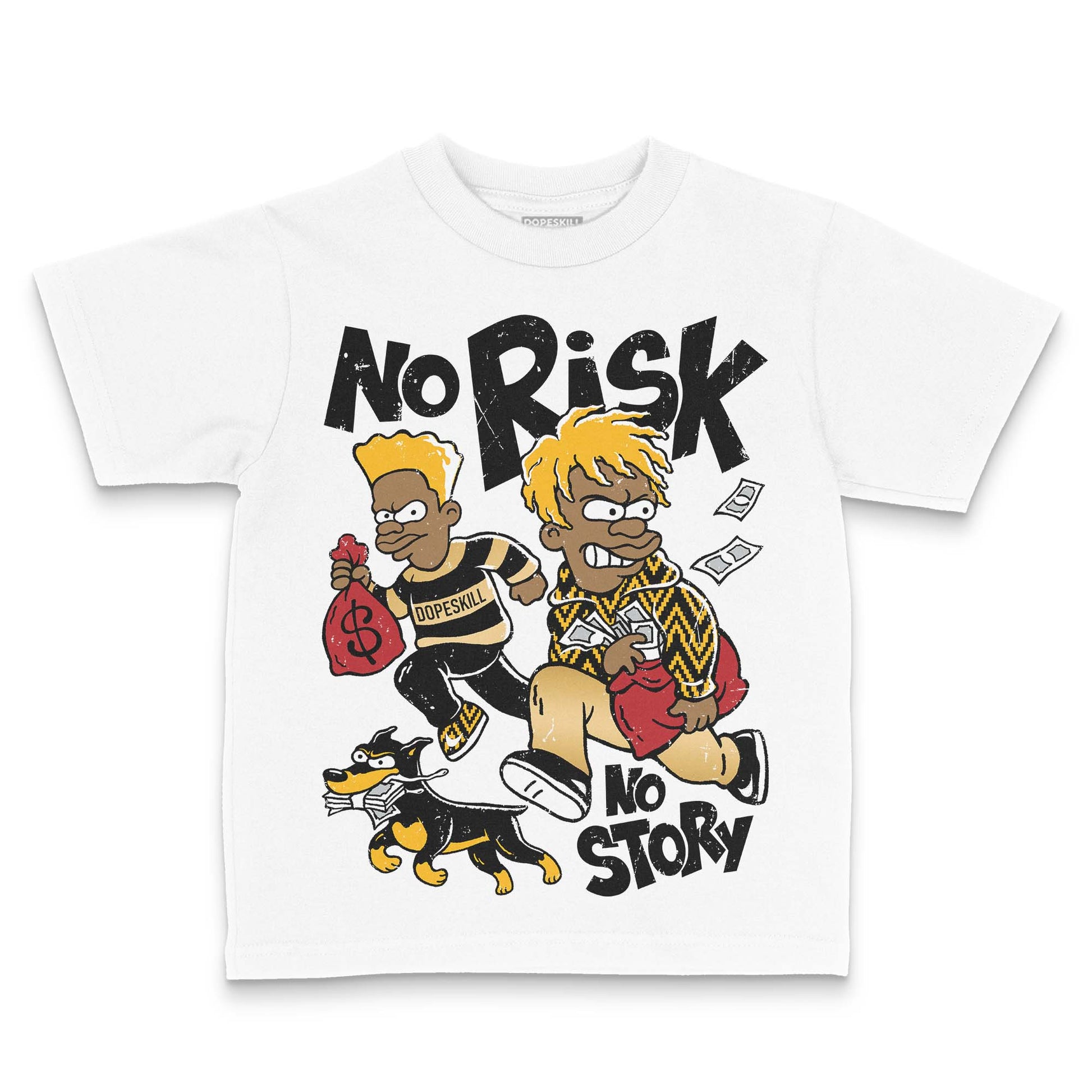Jordan 12 Retro 'Taxi' 2025 DopeSkill Toddler Kids T-shirt No Risk No Story Graphic Streetwear - White