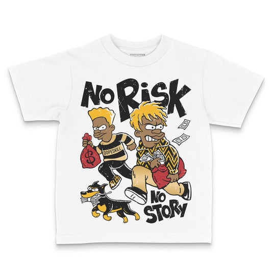 Jordan 12 Retro 'Taxi' 2025 DopeSkill Toddler Kids T-shirt No Risk No Story Graphic Streetwear - White