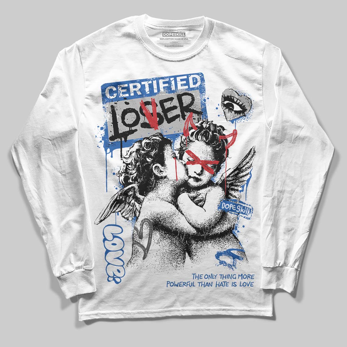 Jordan 3 "True Blue" DopeSkill Long Sleeve T-Shirt Certified Lover Graphic Streetwear - White 