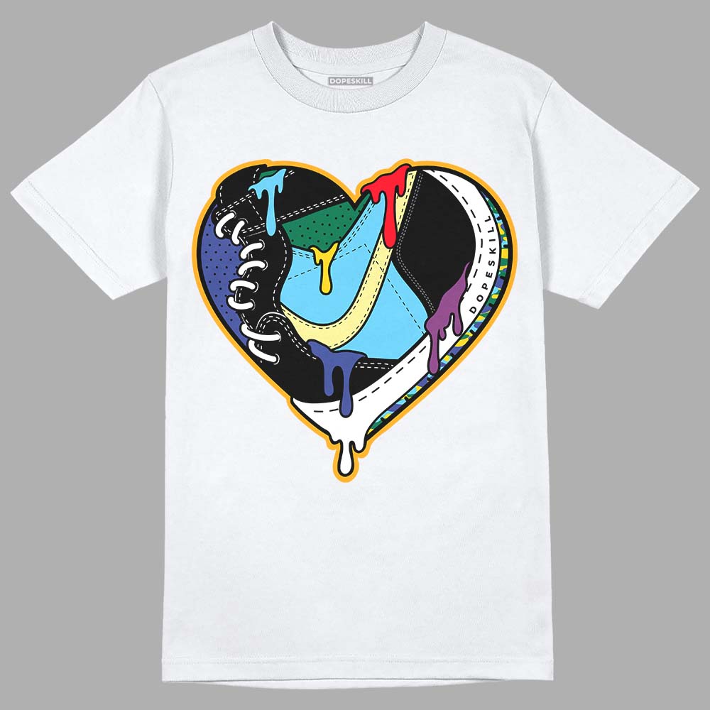 Jordan 1 Mid GS 'Six Championships' DopeSkill T-Shirt Heart Jordan 1 Graphic Streetwear - White