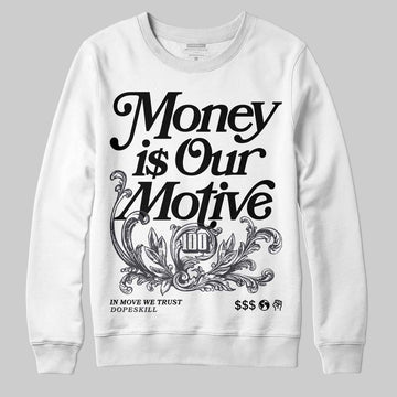 Jordan 3 Retro Black Cat DopeSkill Sweatshirt Money Is Our Motive Typo Graphic Streetwear - White 