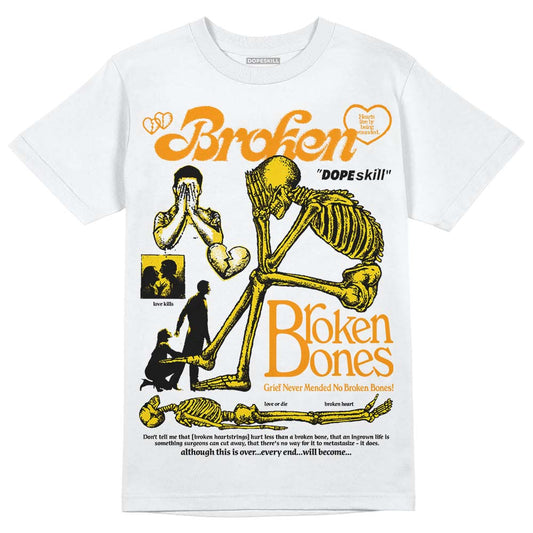 Jordan 6 “Yellow Ochre” DopeSkill T-Shirt Broken Bones Graphic Streetwear - White