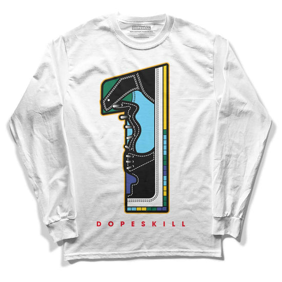 Jordan 1 Mid GS 'Six Championships DopeSkill Long Sleeve T-Shirt No.1 Graphic Streetwear - White