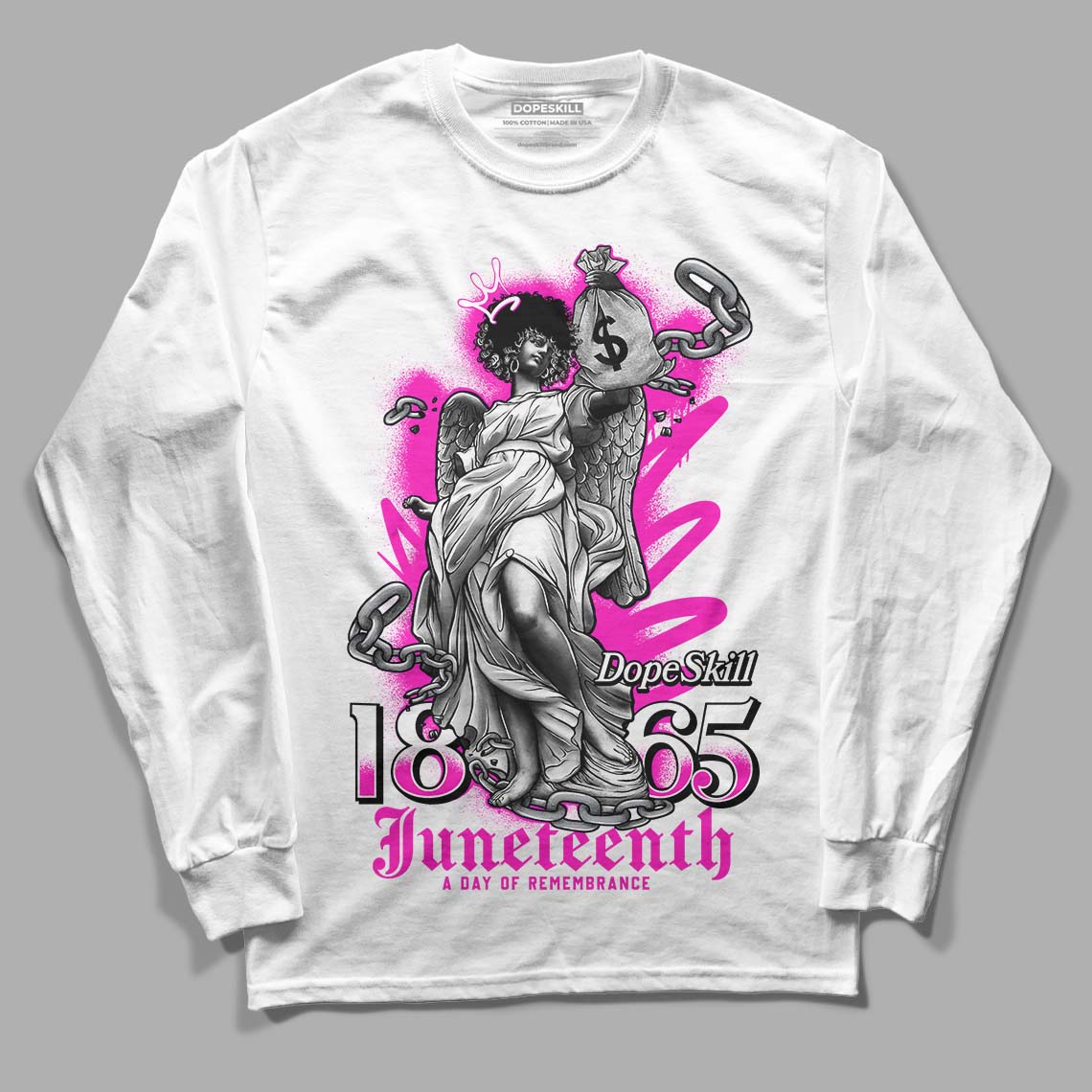 Dunk Low GS “Active Fuchsia” DopeSkill Long Sleeve T-Shirt Juneteenth Graphic Streetwear - White