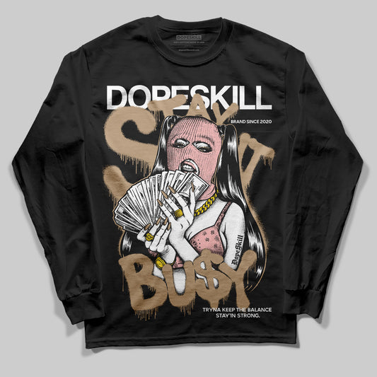 Nike Air Force 1 Low Canvas “Linen” DopeSkill Long Sleeve T-Shirt Stay It Busy Graphic Streetwear - Black