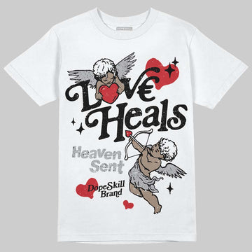 Jordan 4 OG “White Cement” DopeSkill T-Shirt New Love Heals Graphic Streetwear - White 