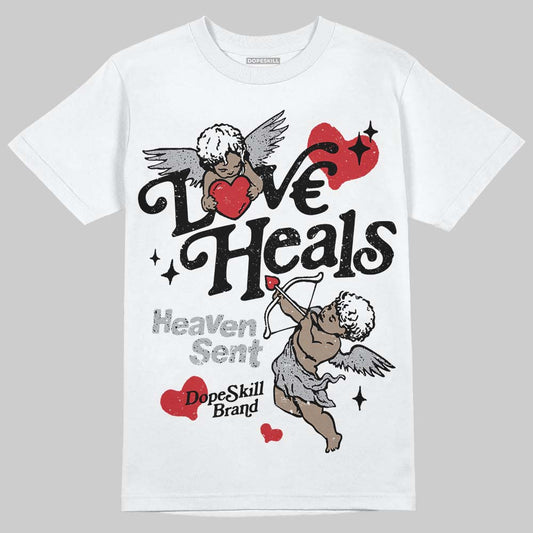 Jordan 4 OG “White Cement” DopeSkill T-Shirt New Love Heals Graphic Streetwear - White 
