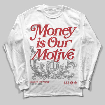 Jordan 8 Retro Bugs Bunny (2025) DopeSkill Long Sleeve T-Shirt Money Is Our Motive Typo Graphic Streetwear - White