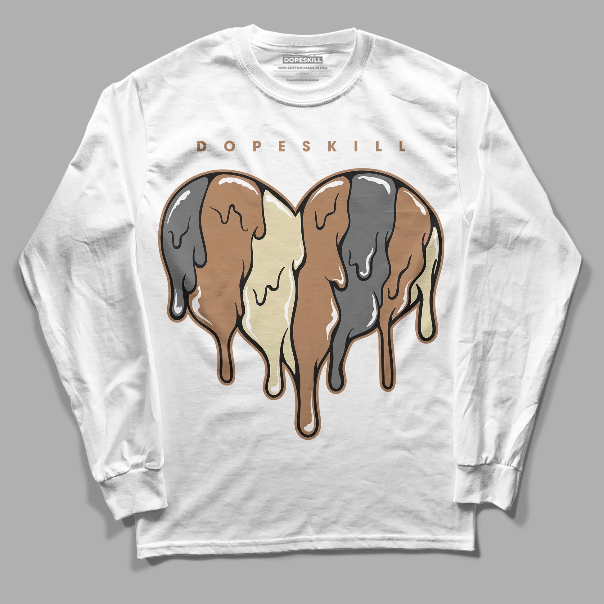 Jordan 6 WMNS Gore-Tex Brown Kelp DopeSkill Long Sleeve T-Shirt Slime Drip Heart Graphic Streetwear - WHite