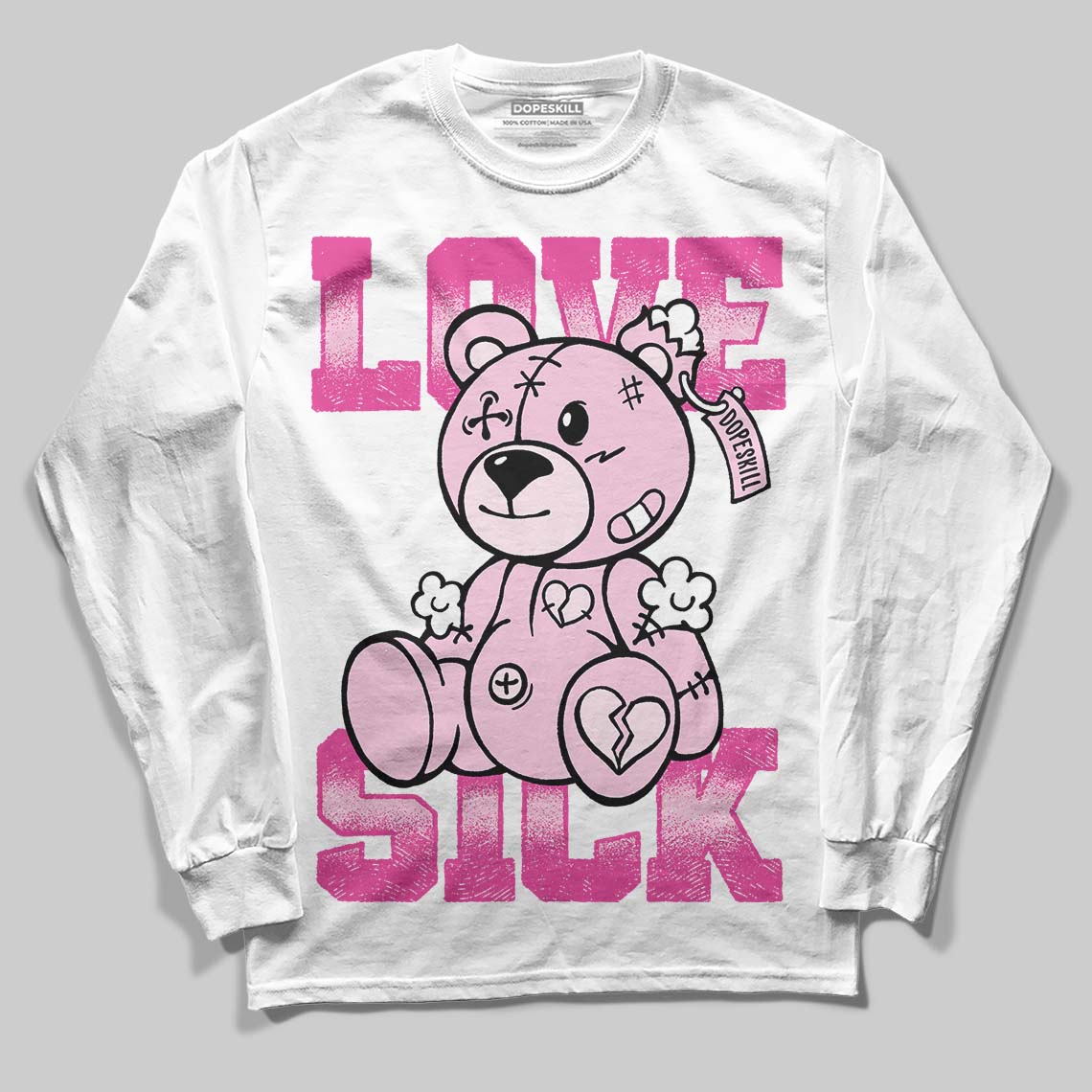 Pink Sneakers DopeSkill Long Sleeve T-Shirt Love Sick Graphic Streetwear - White