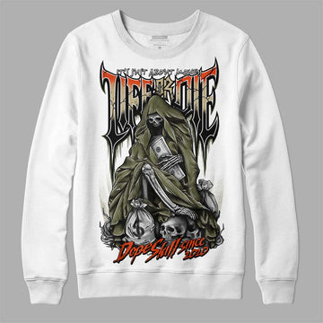 Olive Sneakers DopeSkill Sweatshirt Life or Die Graphic Streetwear - White