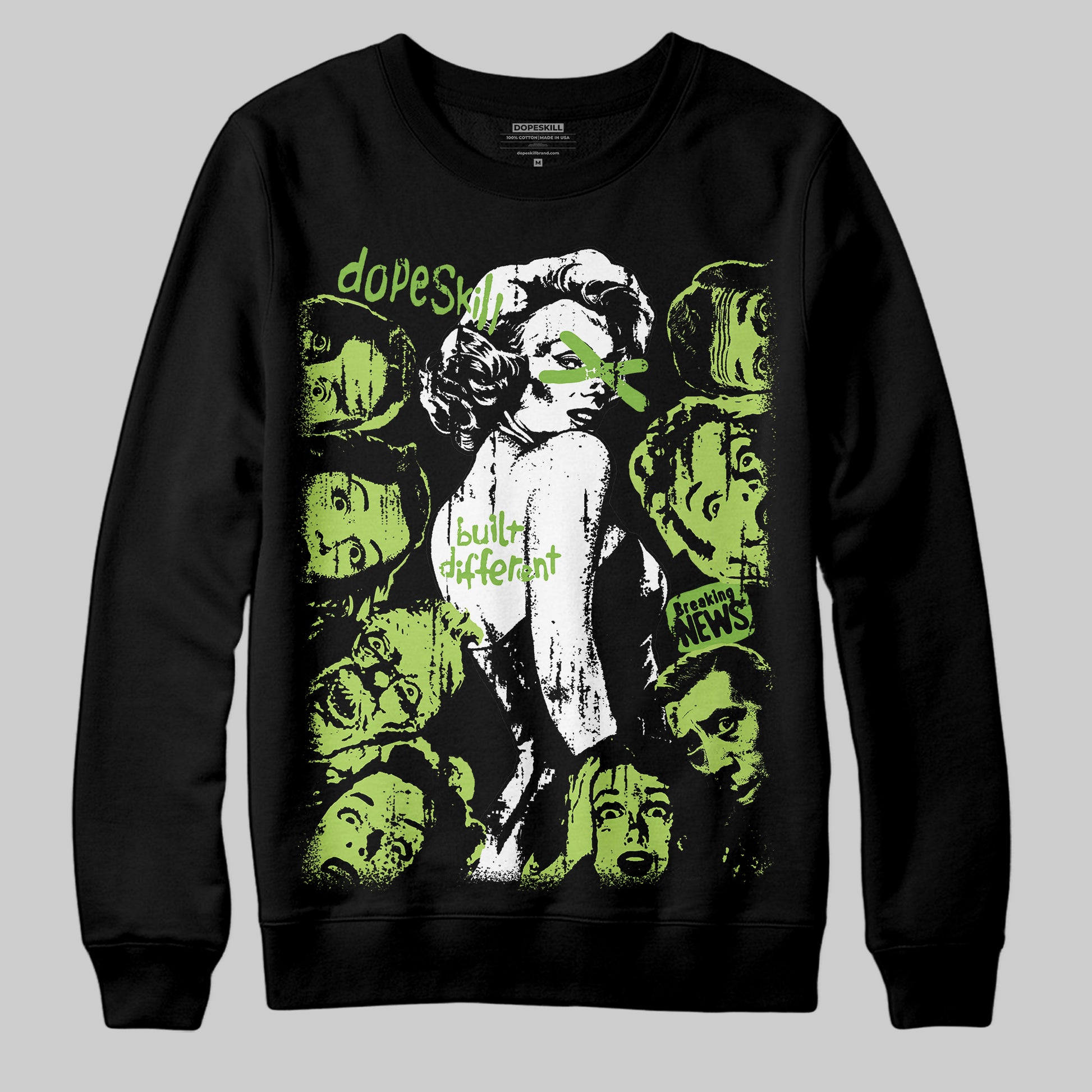 Air Max 95 Big Bubble Neon Yellow DopeSkill Sweatshirt Built Different Graphic Streetwear - Black