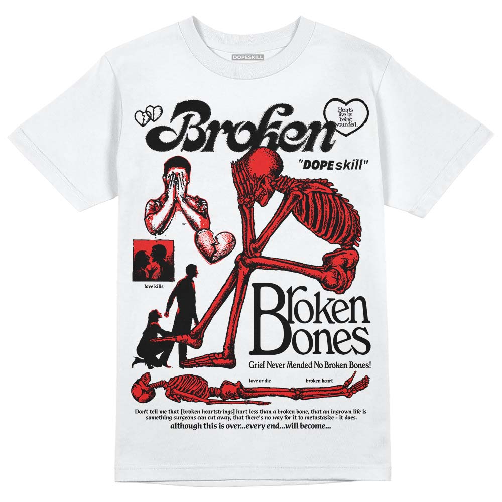 Jordan Spizike Low Bred DopeSkill T-Shirt Broken Bones Graphic Streetwear - White