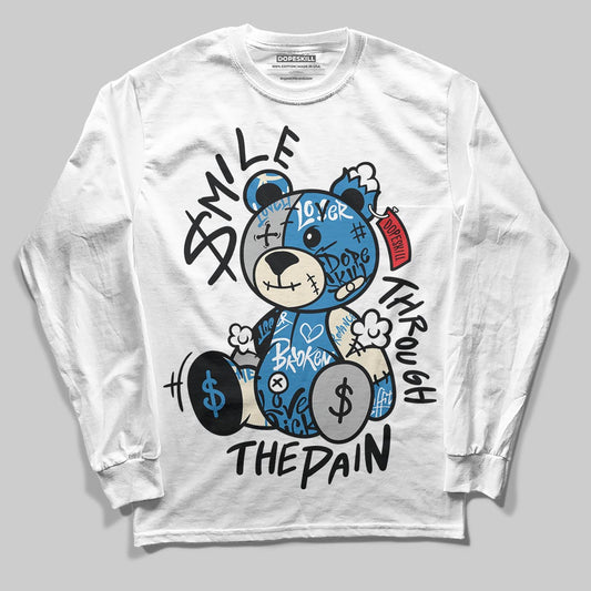Jordan 3 Retro OG Rare Air DopeSkill Long Sleeve T-Shirt Smile Through The Pain Graphic Streetwear - WHite